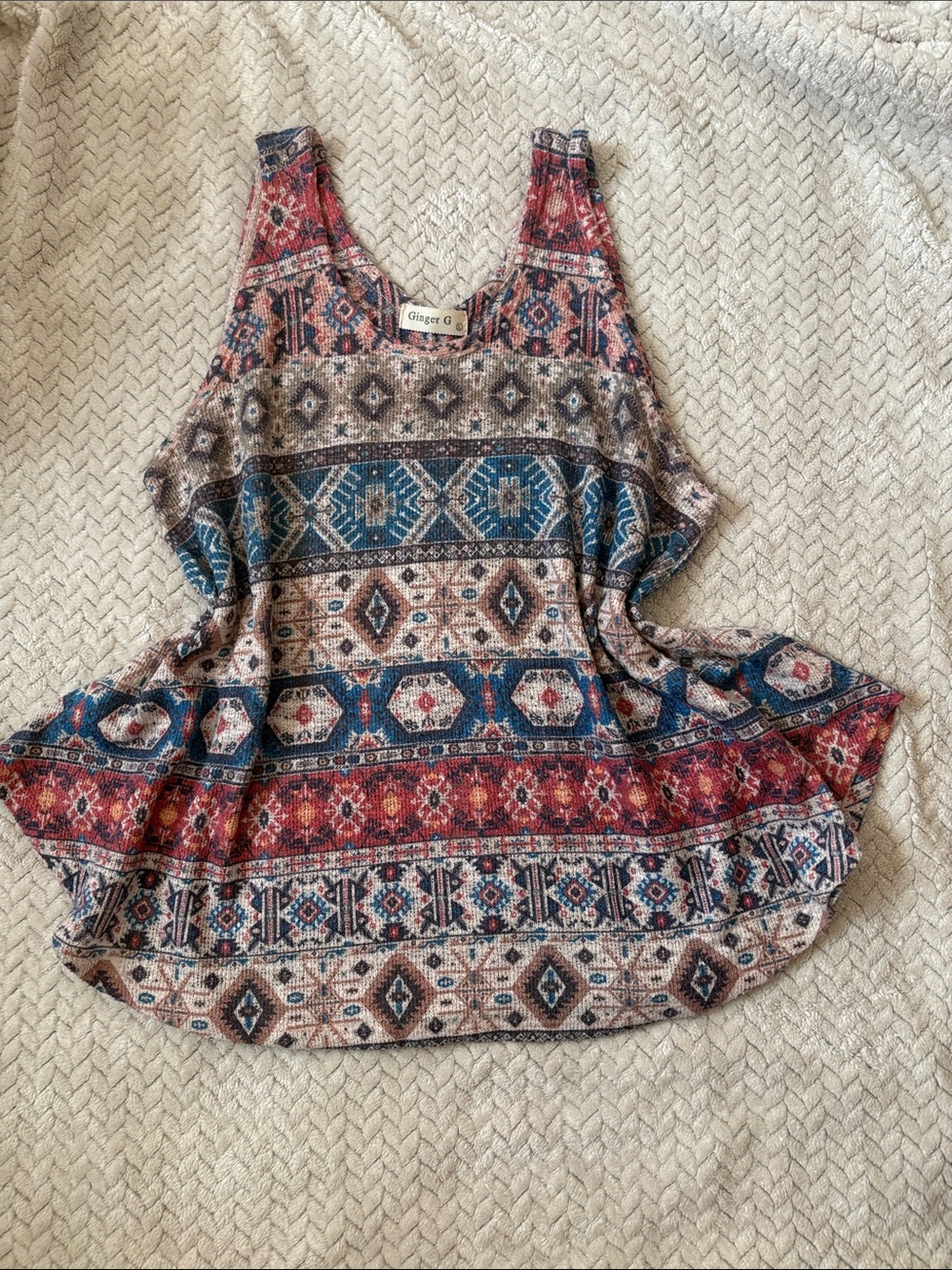 Boho Multicolor Patterned Scoop Neck Tank